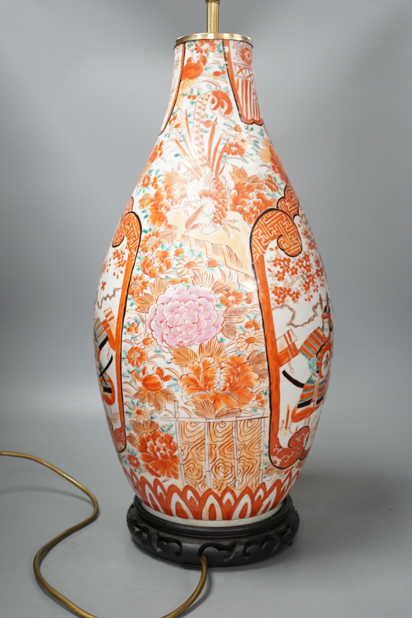A large Kutani vase lamp 53cm